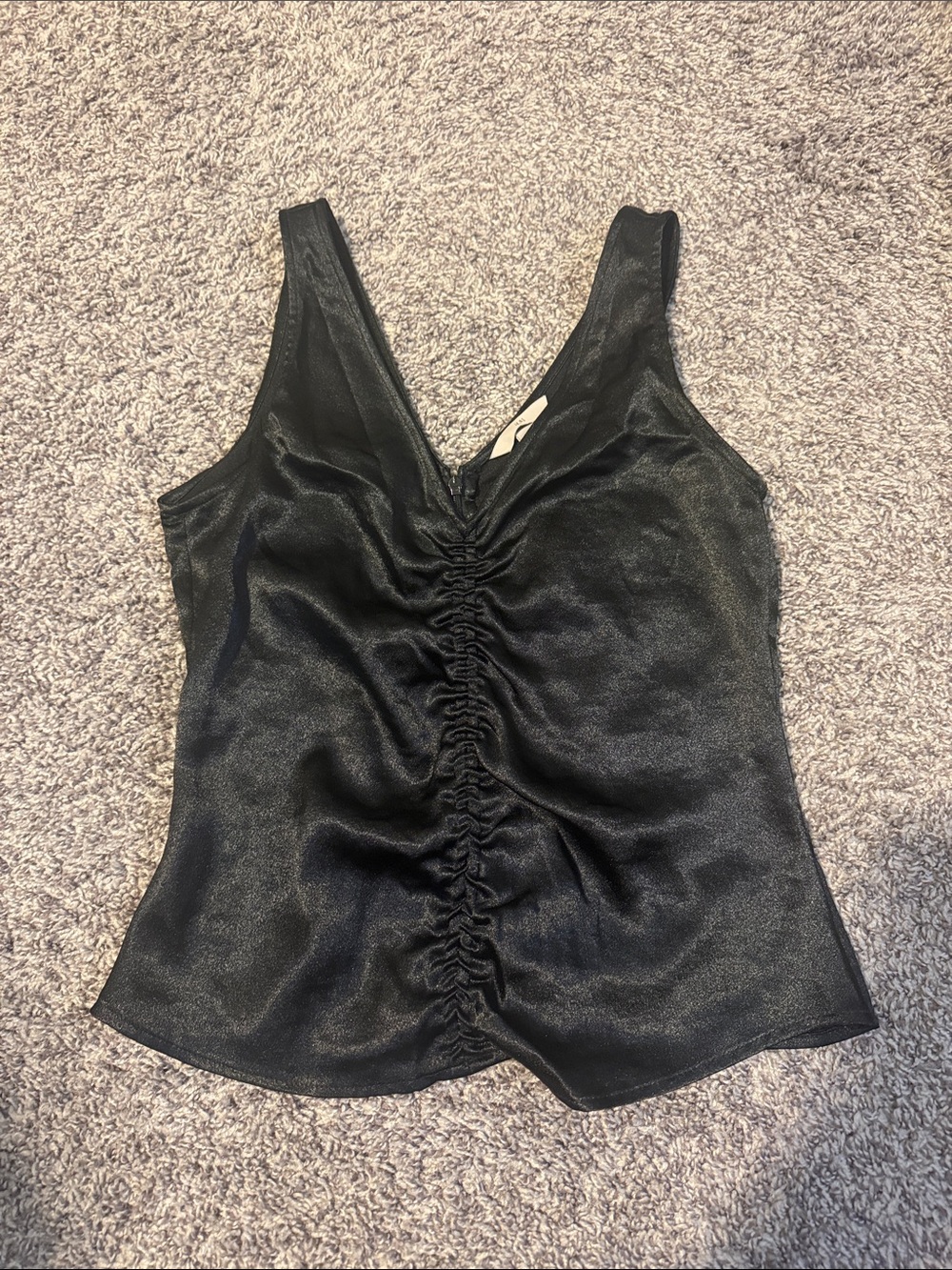 H&M Black V-Neck Ruched Front Tank Top